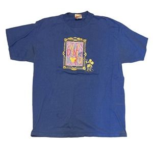 Vintage 90s Walt Disney World Embroidered Satin Patch Blue T-Shirt Size L/XL